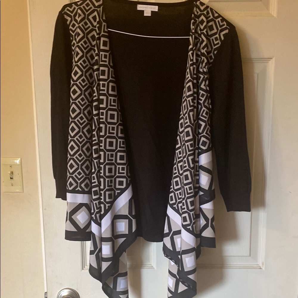 New York & Company Black and White Diamond Cardigan